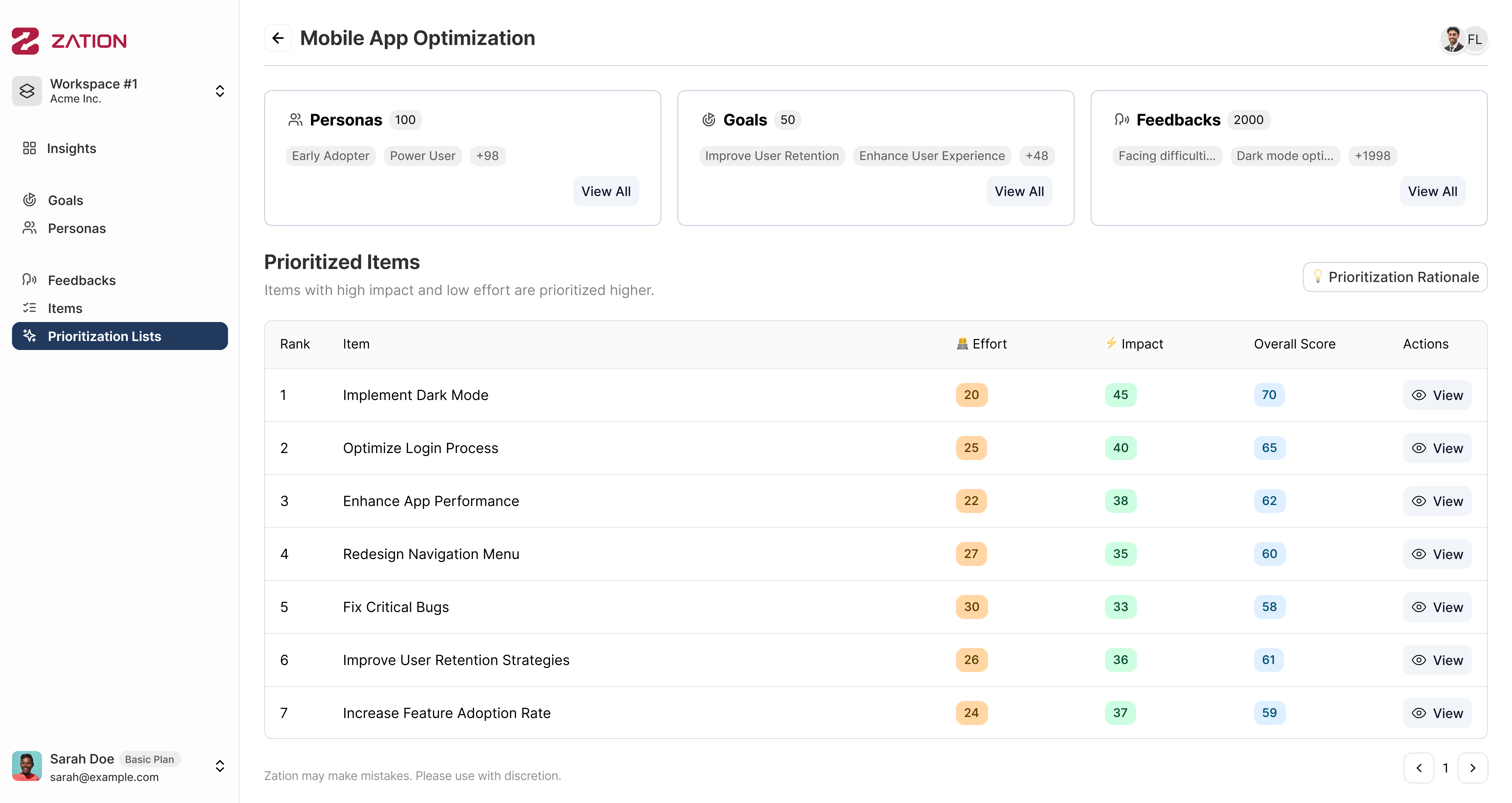 Sprint Planning Interface